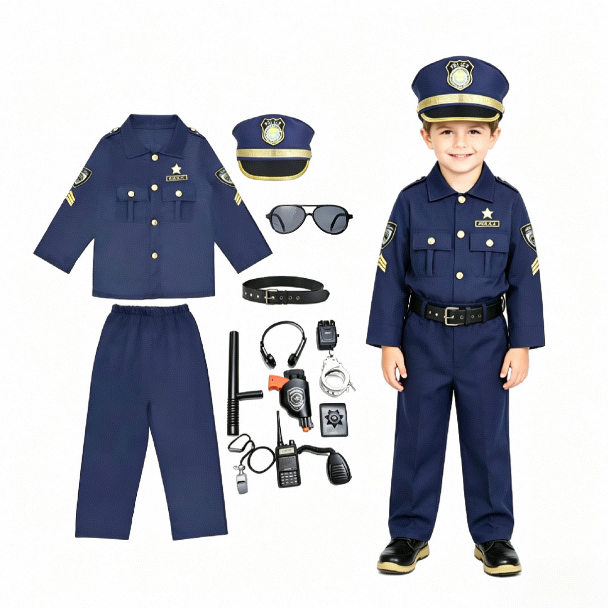 Cosplay Prop Kit - Kostum Cosplay Petugas Anak-anak, Set Seragam