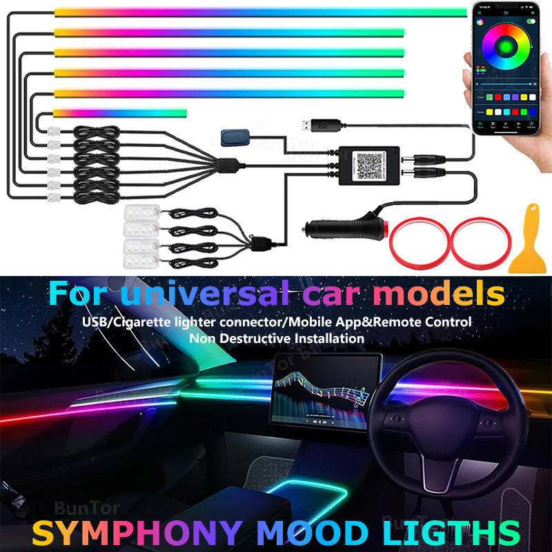 Led El Wire - Lampu suasana mobil/64 warna akrilik lampu