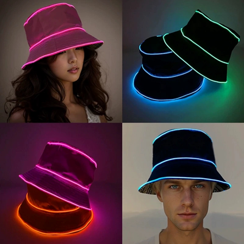 Led El Wire - Topi Pantai LED Warna Solid, Topi
