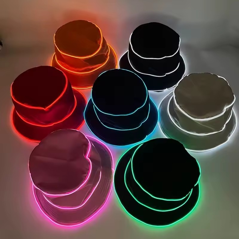 Topi Pantai LED Warna Solid, T - Led El Wire ulasan dan harga