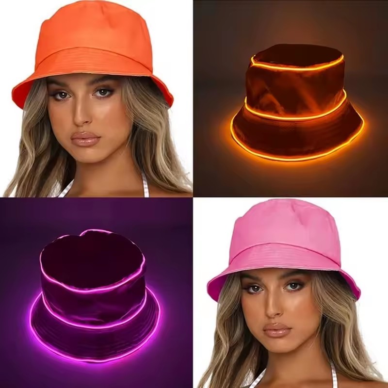 Topi Pantai LED Warna Solid, T - Led El Wire ulasan dan harga
